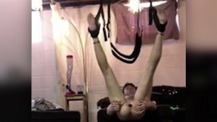 LiveNLove IN A SEX SWING GAPES HIS ASSHOLE