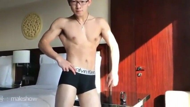 Beautiful Asian boy strips down and jerks his cock