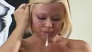 Short hair Blonde Strokes His Dick