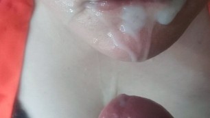 deep blowjob. Facial with cum.